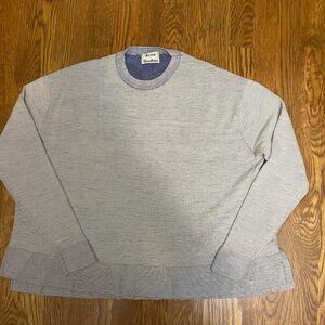 ACNE STUDIOS Grey Blue Finola Two Tone Merino Wool Crewneck Pullover Knit-M